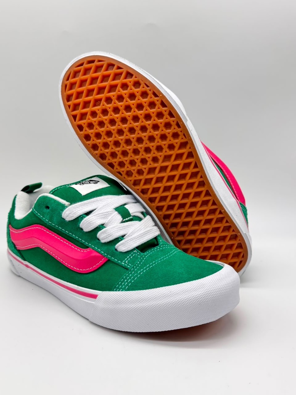 Vans Knu Skool Shoes Green Pink White Chunky Skate Sneakers Juniors Size 5.5 New